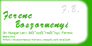 ferenc boszormenyi business card